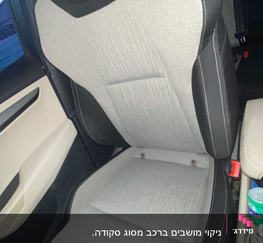 מושב רכב עם ריפוד אפור ושחור